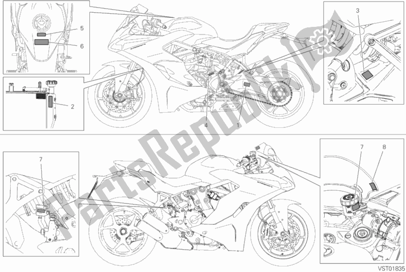 Todas las partes para Posizionamento Targhette de Ducati Supersport S 937 2018